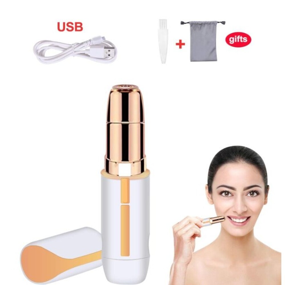 Haphome Women's Facial Hair Removal Epilator Painless White w/ Brush & Battery